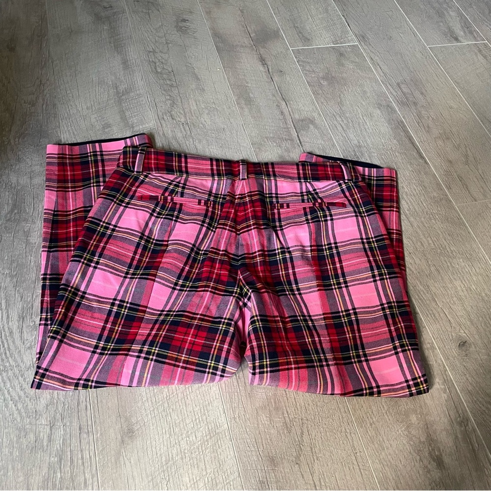 J.CREW Cameron Parke Tartan pink Plaid Pants Size 10P - Picture 6 of 6